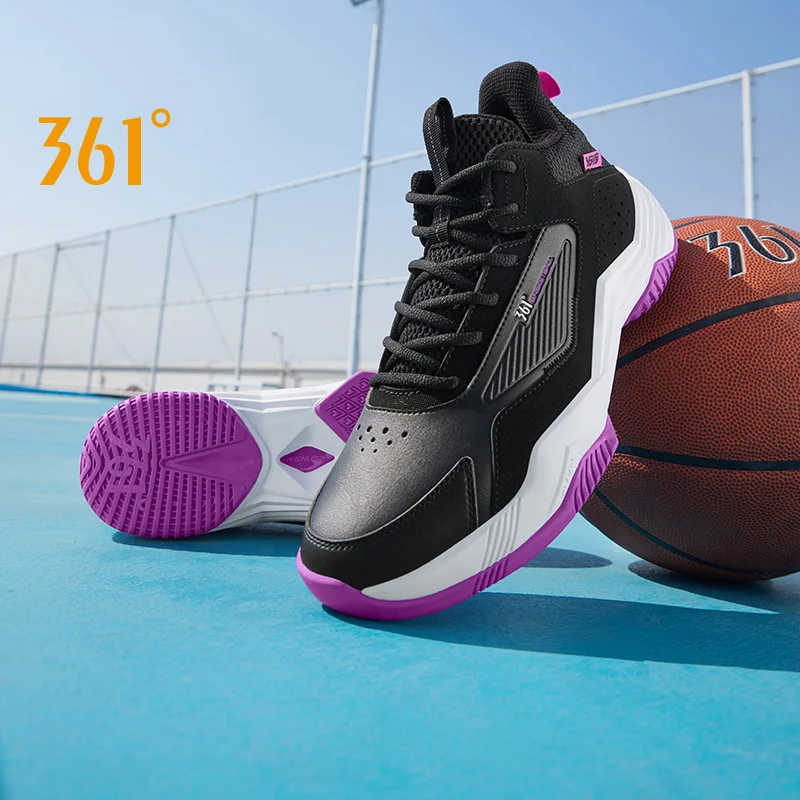 361 Degrees Men Basketball Shoes New Leather Plush Elastic Shock-Absorbing High-top Stable Winter Warm Male Sneakers 672441116A