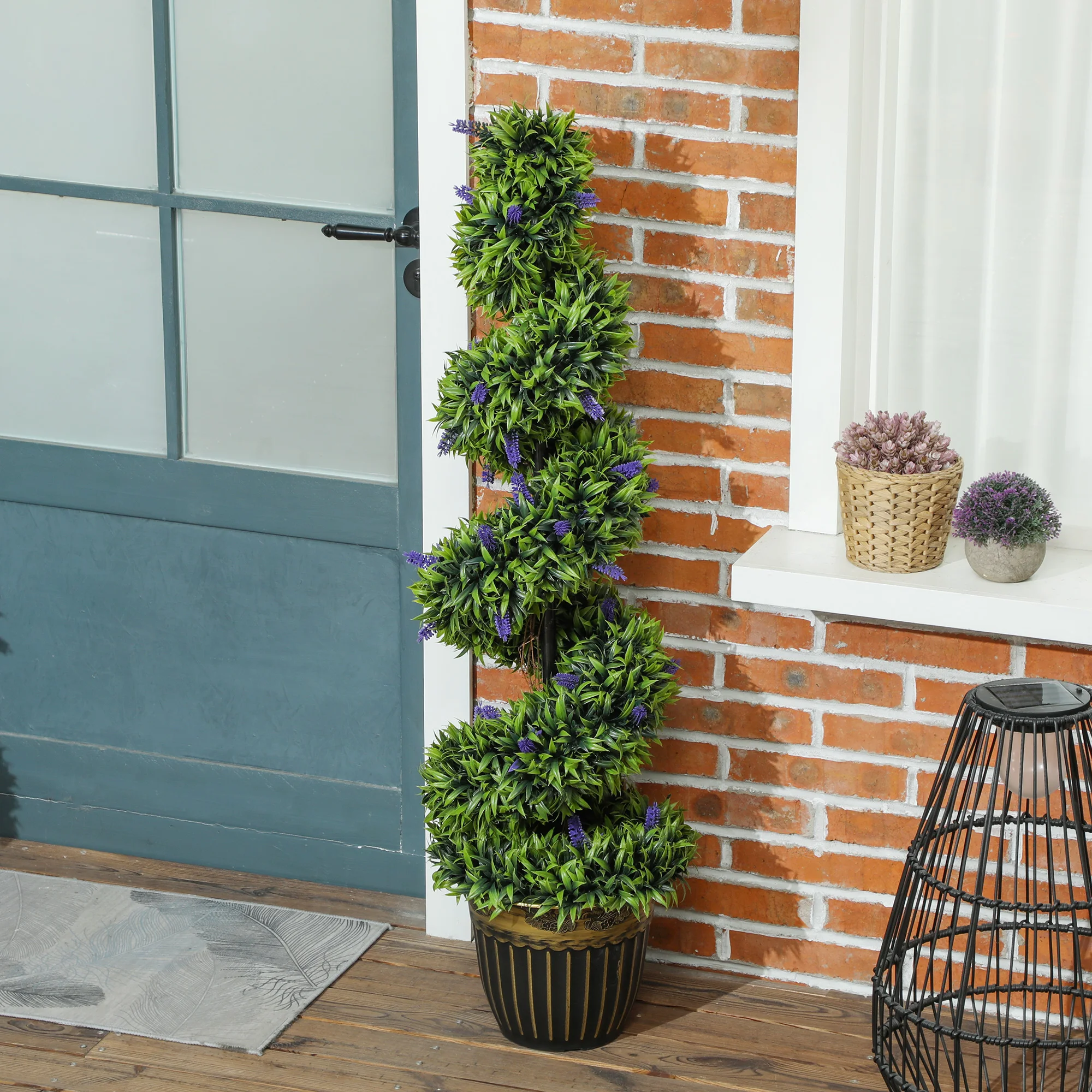 HOMCOM Set of 2 Decorative Artificial Plants with Lavender and Pot, 115cm