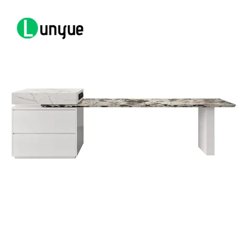 Natural Luxury Stone Dining Table Retractable Extendable Modern High End Imported Marble Kitchen Island Household Furniture