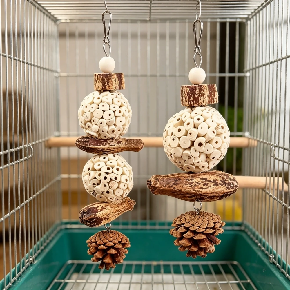 

Parrot Chew Toy Bird Cage Hanging Foraging Toy for Budgie Parakeet Conure Cockatiel African Grey Lovebird
