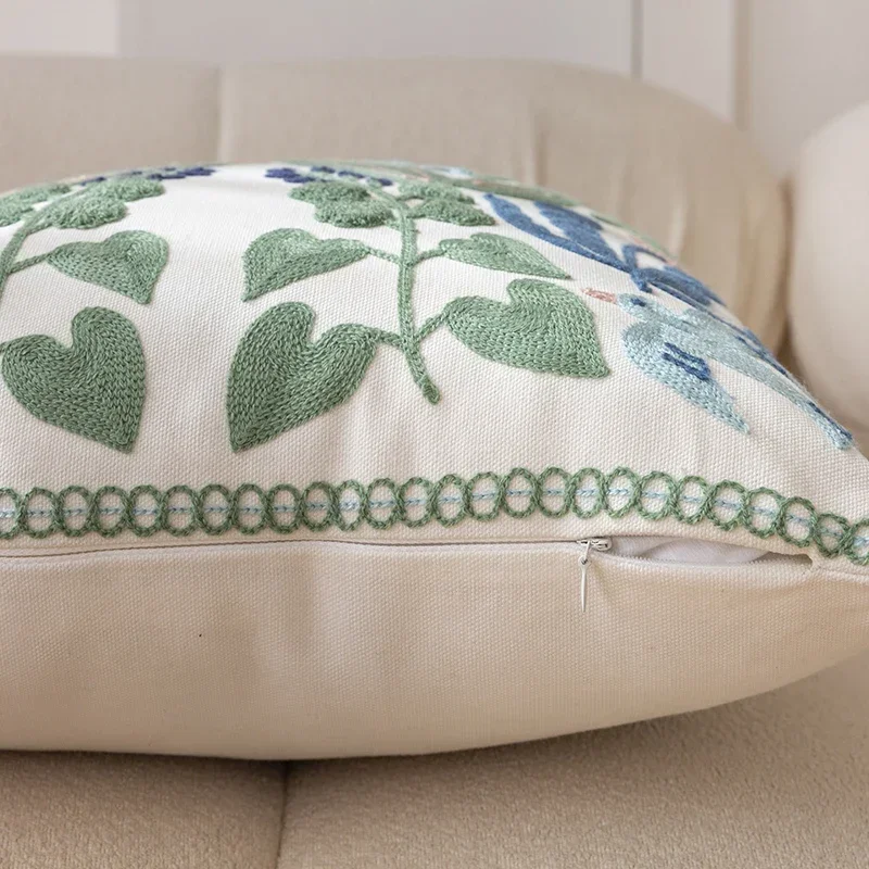 Pure Cotton Embroidered Office Cushion Pillowcase Car Cushion Cover 45X45CM Lumbar Pillowcases Sofa Pillowcase