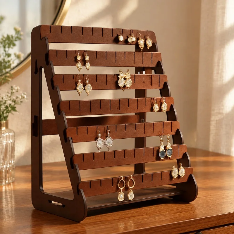 Spacious Earring Organizer Stand for Vanity or Dresser, Ideal Jewelry Display and Storage Solution