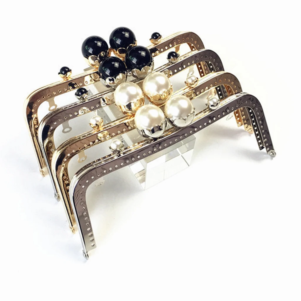 Metal Purse Frame DIY Bag Making Iron Lock Clip Kiss Clasp for Children Pearl Handbag and Purse Accessories