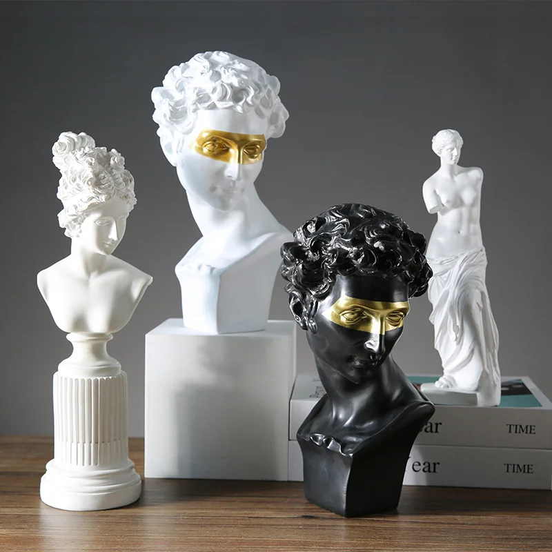 

David Head Bust Statue Sculpture Creative Abstraction Masked Resin Modern Abstract Sketch Desktop Gift Ornaments Home Decoration