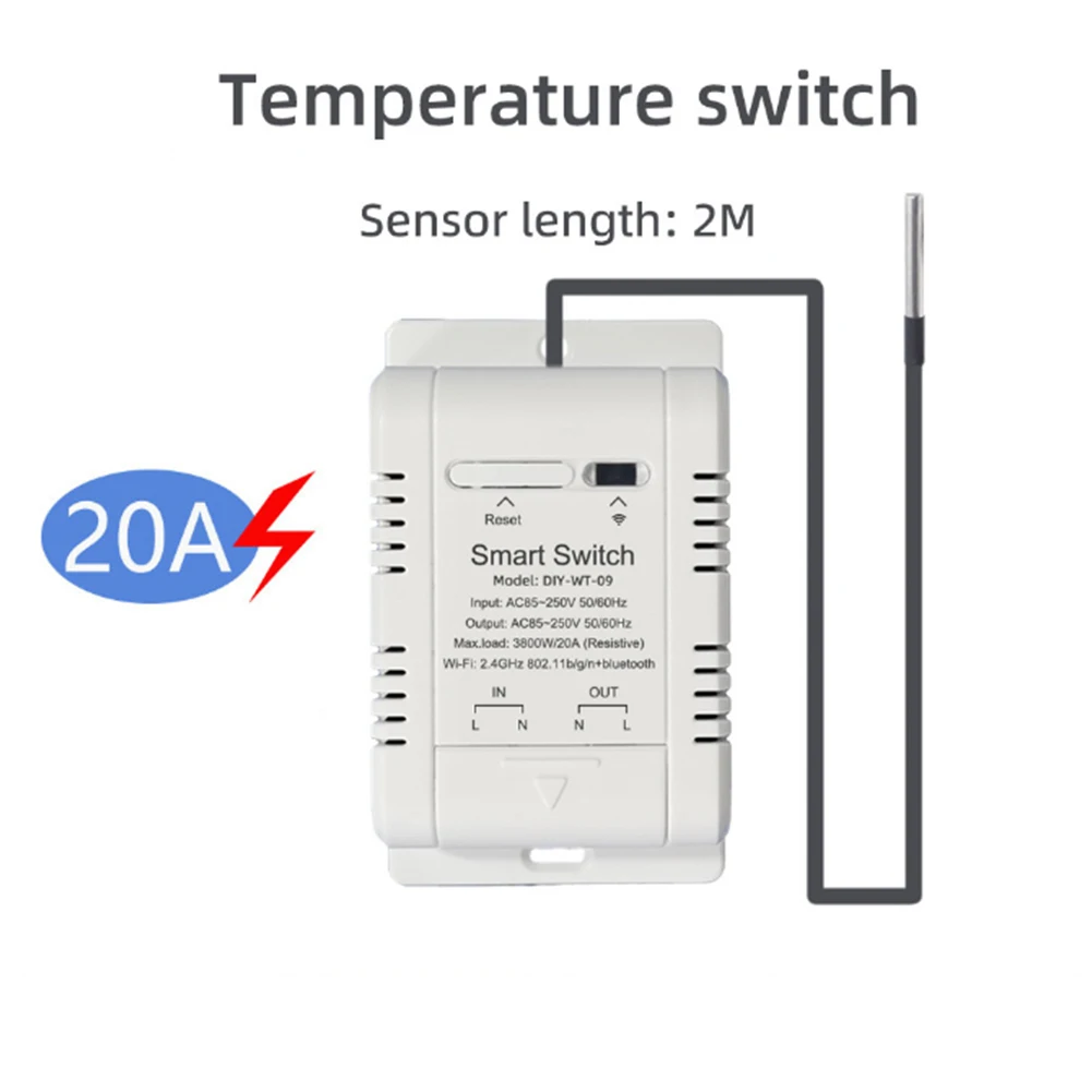 1 sztuk TH16 Wifi inteligentny przełącznik kontroli temperatury i wilgotności 16A/3500W bezprzewodowy wodoodporny przełącznik praca z domem