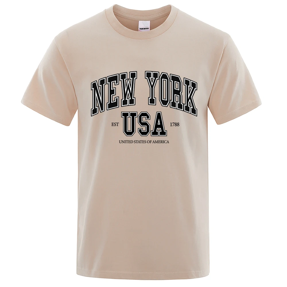 New York Usa Est 1788 Straße Stadt Brief Tops Männer O-ansatz Shirt Sommer Lose Kleidung Lose Baumwolle Oversize T-shirt Hüfte hop Tops