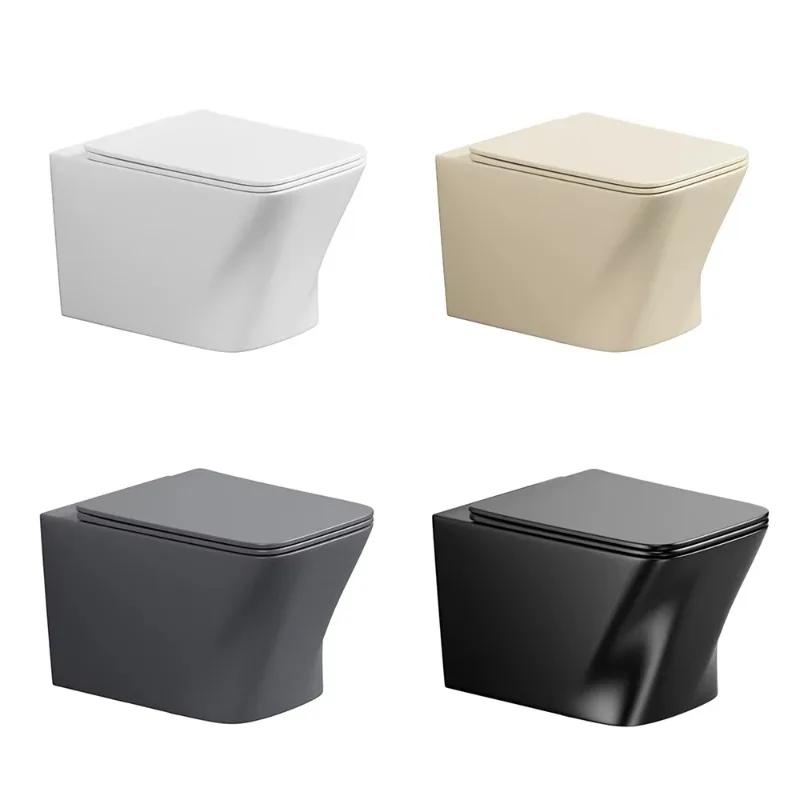 European Style Multi-color Wall Mounted Toilet Ceramic Square Bathroom Sanitary Ware Rimless Wall Hung Toilet