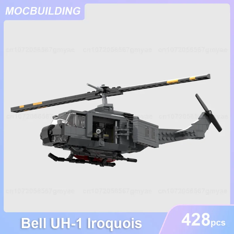 Bell UH-1 Iroquois Helicopter Model MOC Building Blocks DIY Assemble Bricks Educational Creative Collection Toys Gifts 428PCS