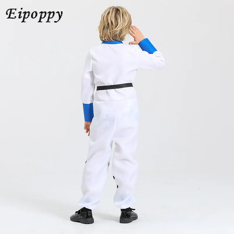 Costume da cos per tuta spaziale per bambini di Halloween, costume da uniforme da pilota astronauta cosplay, costume da spettacolo teatrale