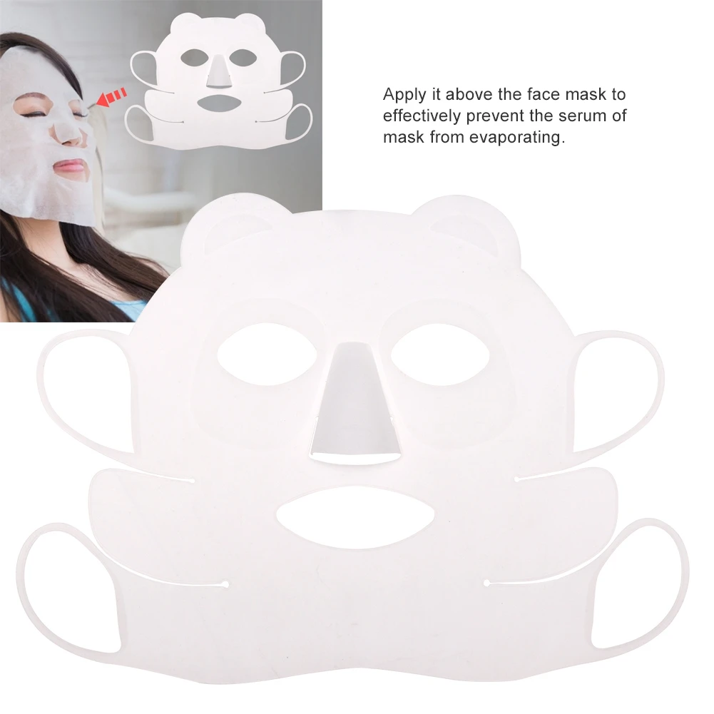 Reusable Facial Mask Facial Mask Cover Reusable Panda Ear hook Silicone Facial Mask Cover Prevent Serum Evaporation Beauty Tools