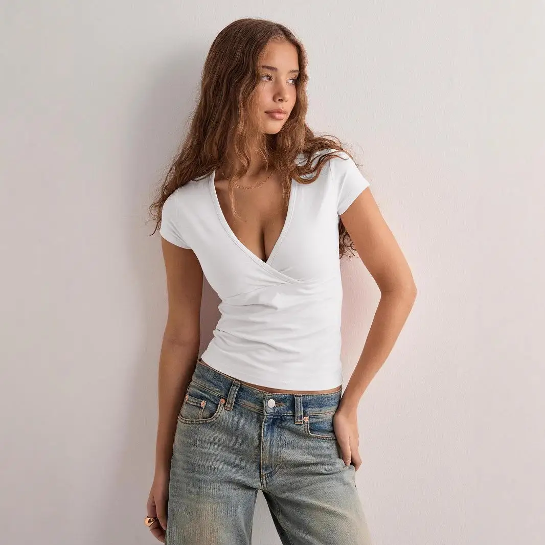 

Women's ort Sve T-irt Top Slim Fit Polyester Spandex Blend Color Casual Faion Ladies' Tee Spring Season