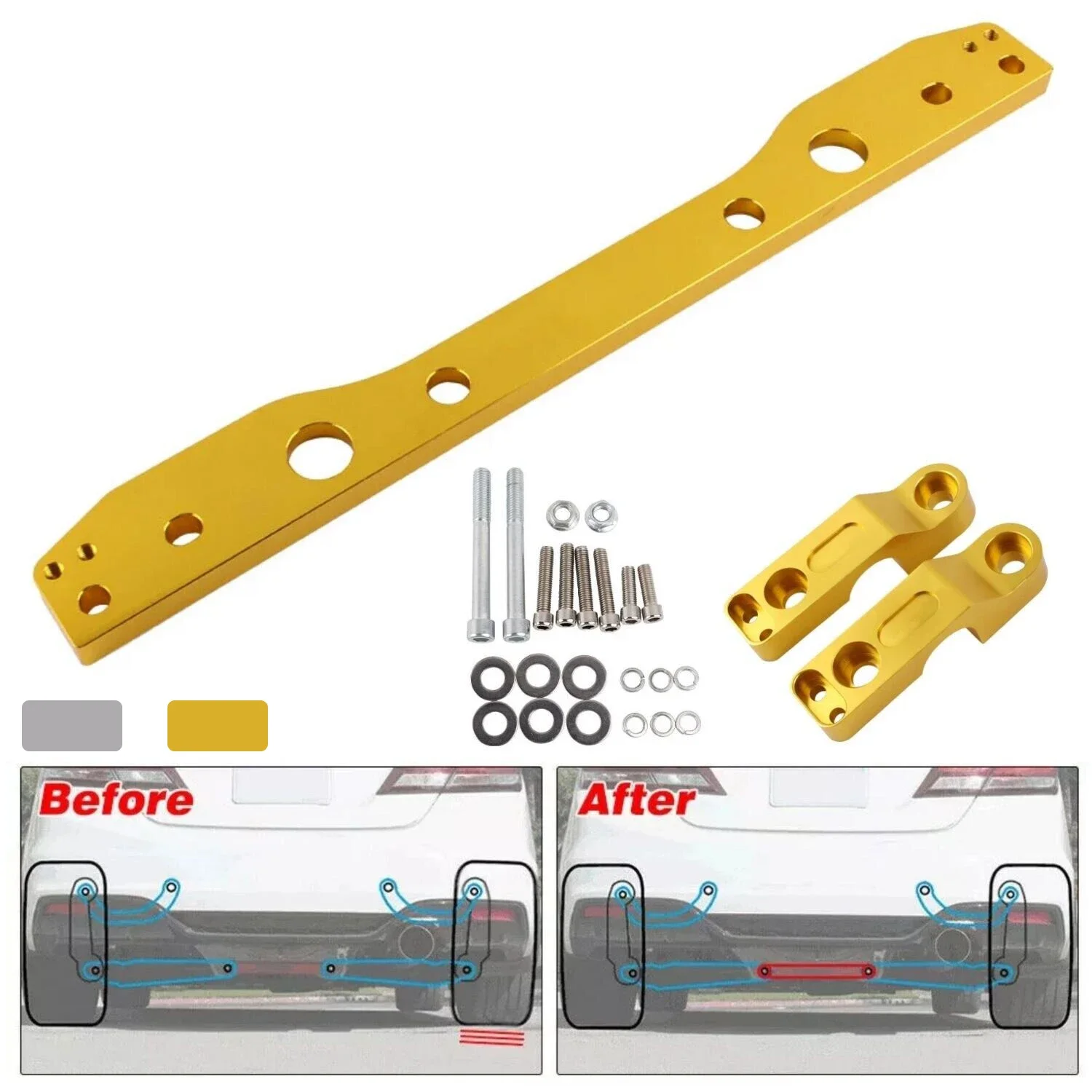 

Заготовка из алюминия, распорка заднего подрамника для Honda Civic ES EP3 01-05 Acura RSX 02-06, серебро, золото