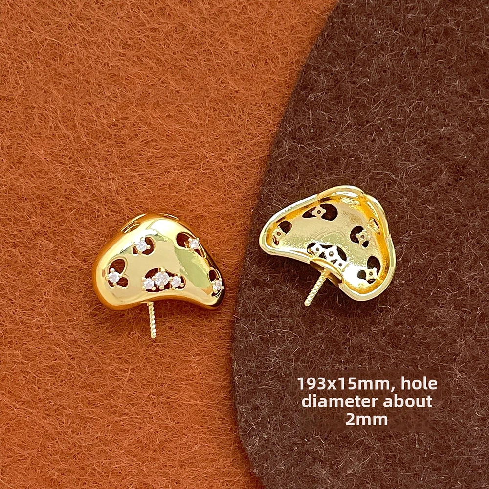 3 Pieces Brass Plated with Genuine Gold Insert Zircon Mushroom Shaped Pins DIY Makes Fashionable Jewelry Baroque Accessory