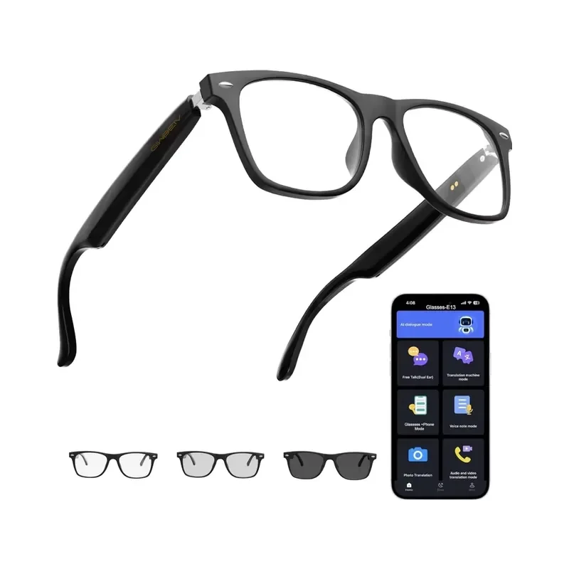 AI Translation Smart Glasses for Men Women for Wireless Sunglasses 164 Languages Color-Changing Lens Music Playback