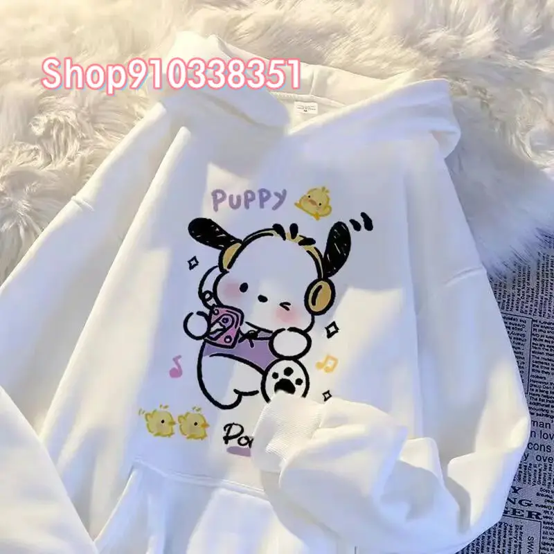 Sudadera con capucha con estampado de Pochacco para mujer, Sudadera con capucha de Anime japonés, sudaderas con capucha, ropa de mujer