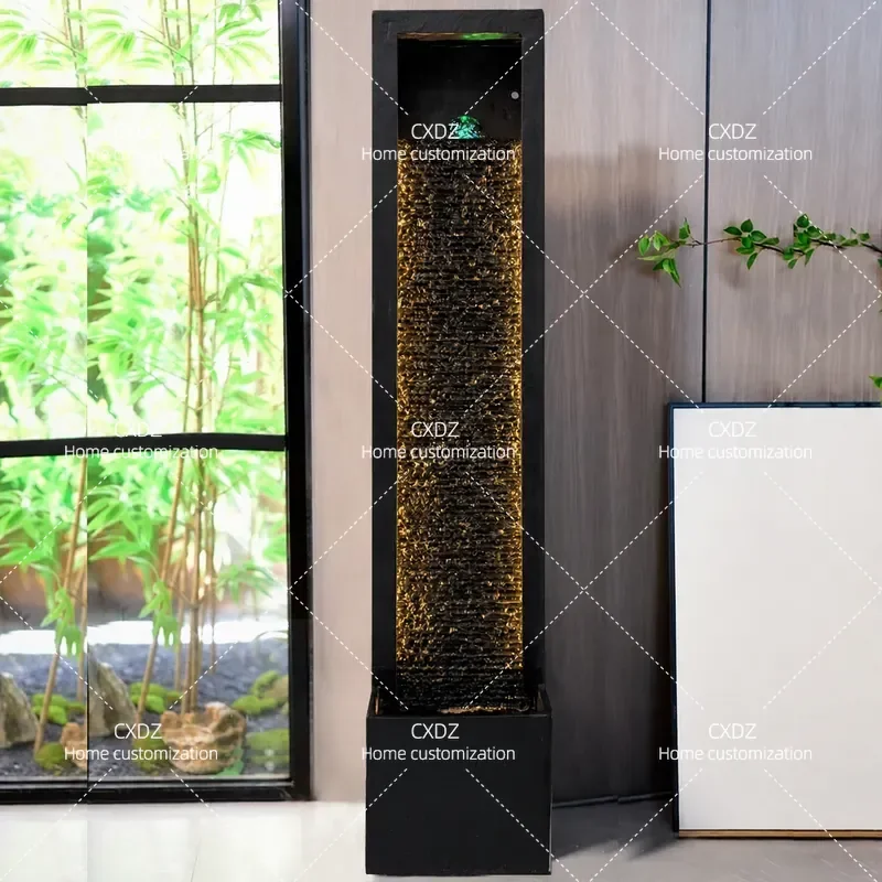 Modern Simple Indoor Water Fountain Flowing Water Feature for Living Room Entrance Feng Shui Wheel Water Curtain Wall Decor