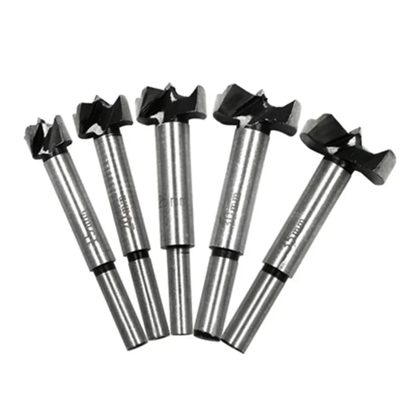 5pcs Woodworking Forstner Drill Bit Wood Tool Set 15 20 25 30 35mm Carbide Cutter Wooden Hole Saw Round Shank Bits