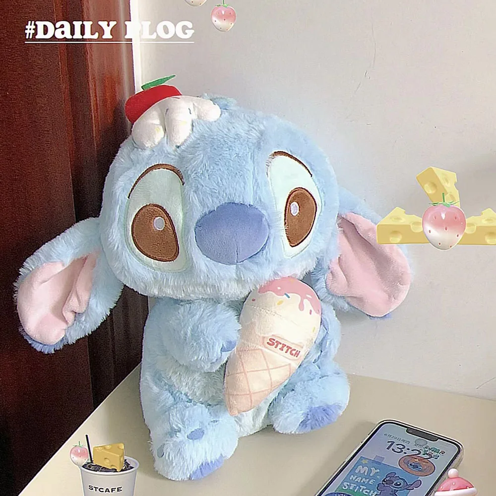 25 ซม. Kawaii Ice Cream Stitch ตุ๊กตาของเล่นอะนิเมะตุ๊กตายัดไส้ตุ๊กตาหมอนสบายโซฟาเบาะตกแต่งวันหยุดของขวัญสําหรับเพื่อน