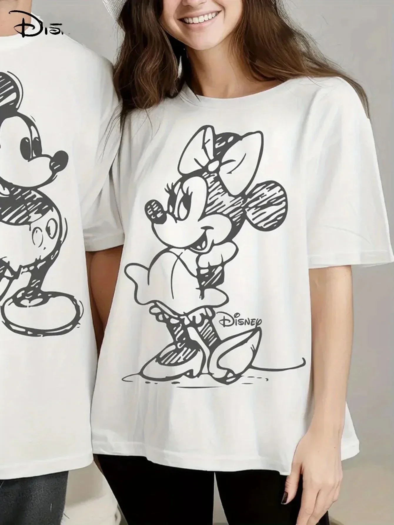 

Mickey Mouse Minnie Couple Kids Summer T-Shirt Family Parent-Child Casual Animation Casual Loose Short Sleeve Men Women