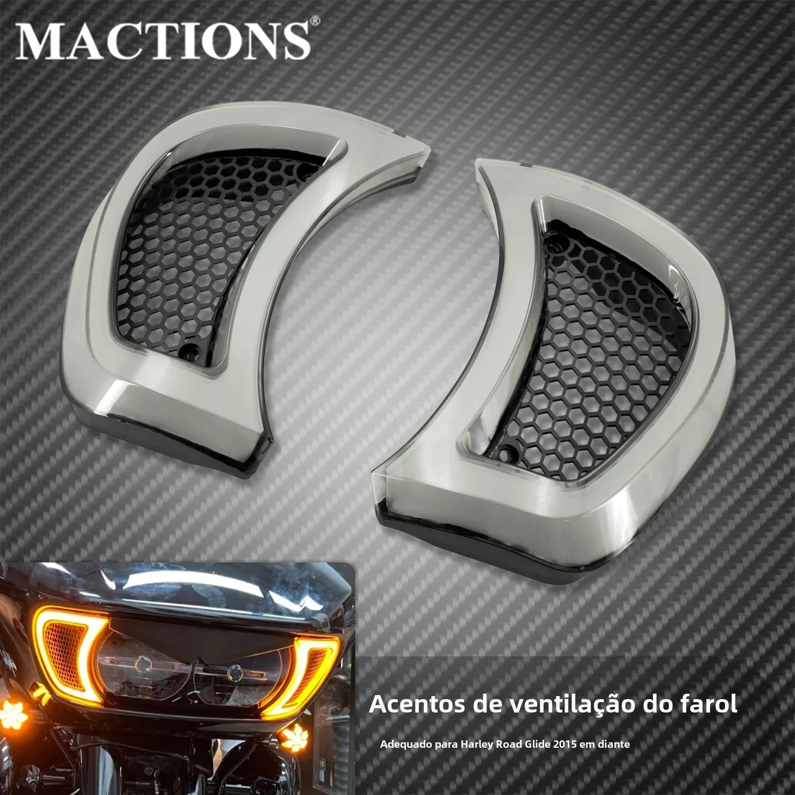 Farol da motocicleta ventilação acento sinal de volta led indicador luzes laterais farol para harley touring road glide fltrx 2015-mais tarde