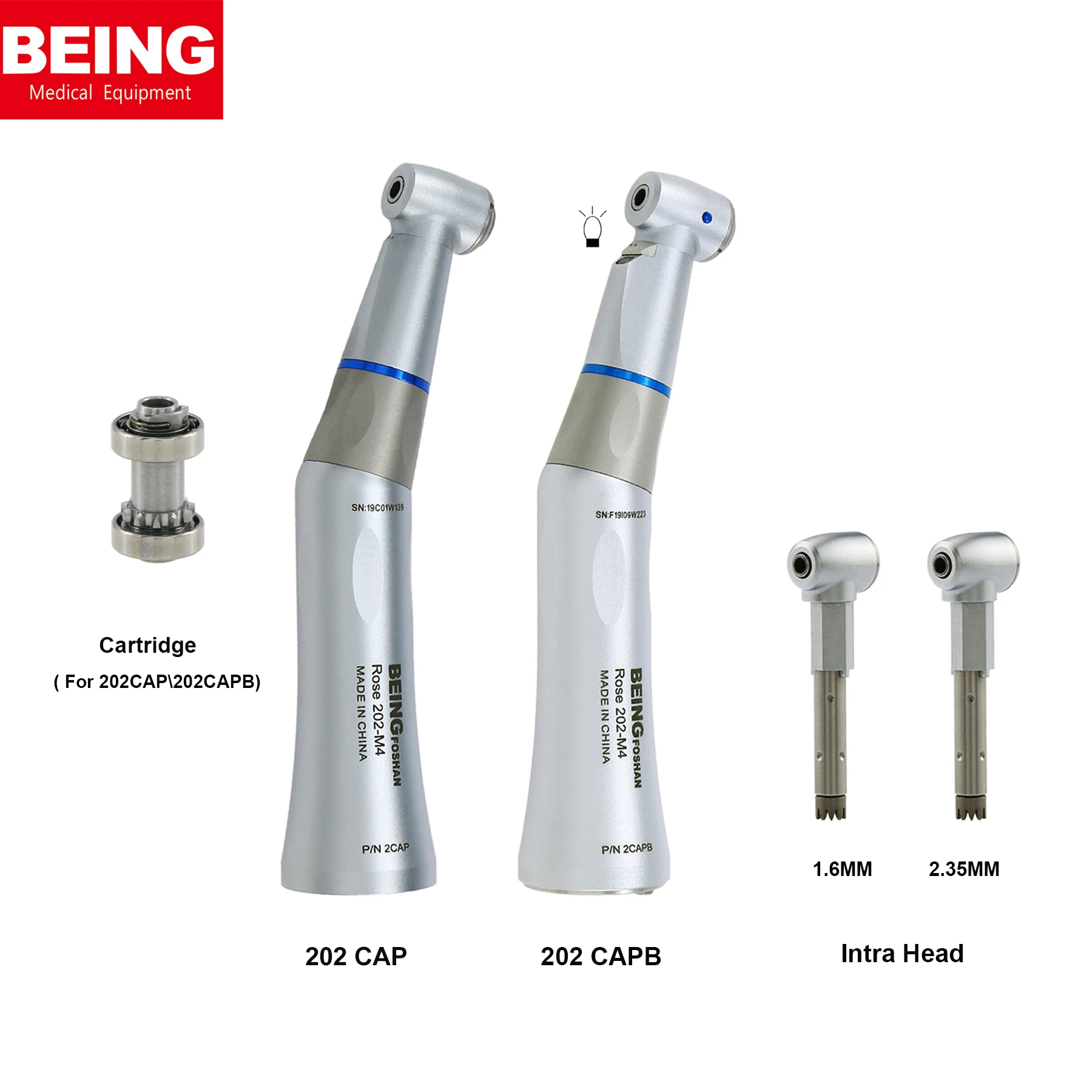 

BEING Dental Fiber Optic Contra Angle Handpiece Push Button INTRA Head Fit Kavo Contra Angle Rose 202CAP/CAPB