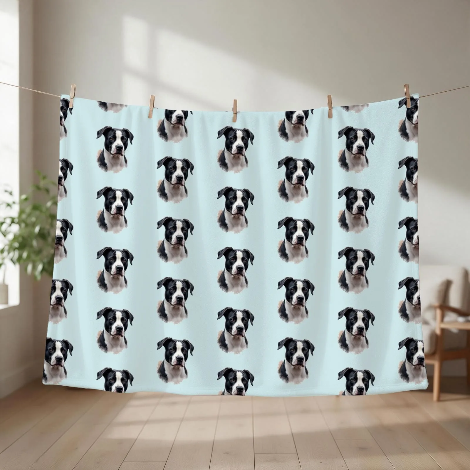 Black and White Pitbull Dog color art Throw Blanket for winter Sofa Quilt blankets ands decorative Blankets