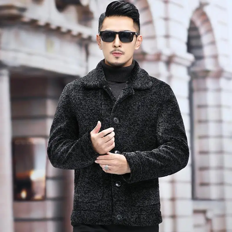 2022 novo masculino inverno real casaco de pele dos homens ovelhas shearling roupas moda masculina fina pele de cordeiro erkek mont dois lados jaquetas curtas b370