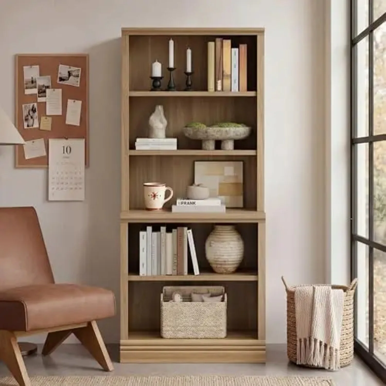 5-Tier Multi-Depth Bookshelf, Adjustable Shelves, 72.5
