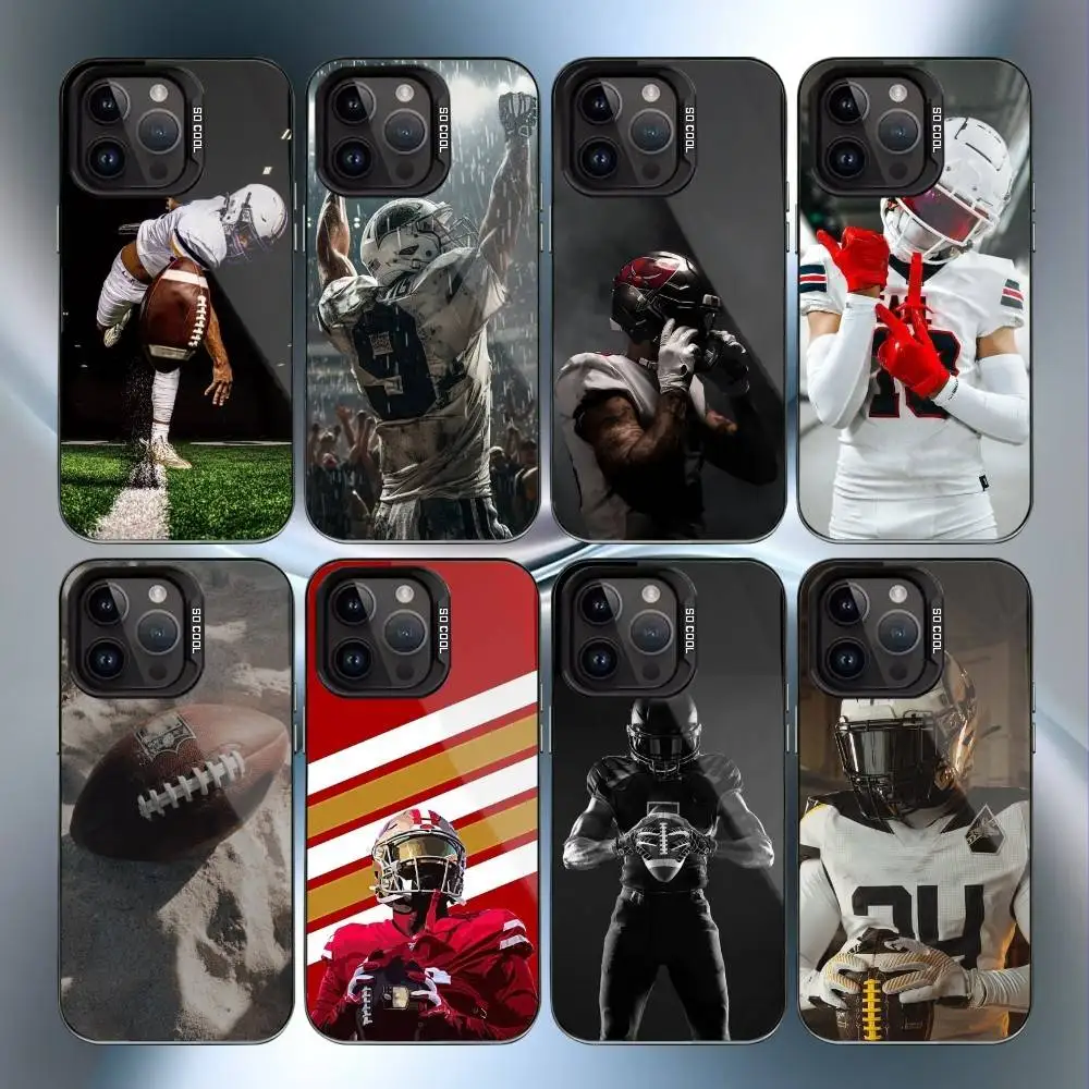 

A-American F-football competition Phone Case For iPhone17, 16,15,14,13,12 Pro Max Black Candy Matte Shockproof Cover