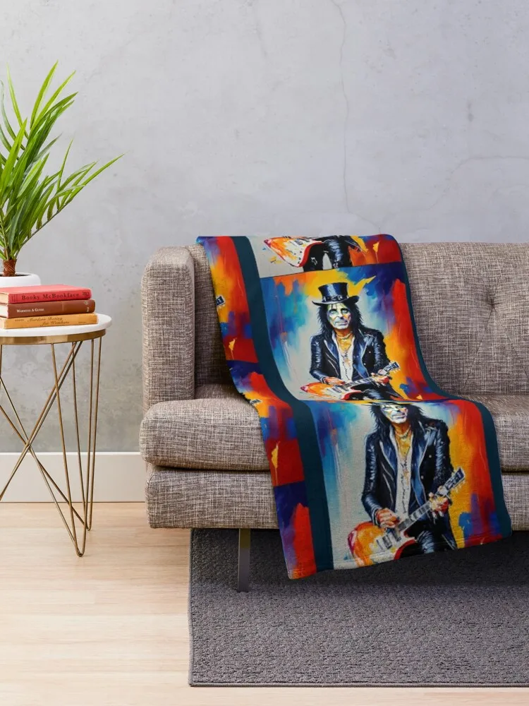 Modern Art Heavy Metal Rocker Alice Cooper Throw Blanket Multi-Purpose Plush halloween Blankets For Bed Blankets