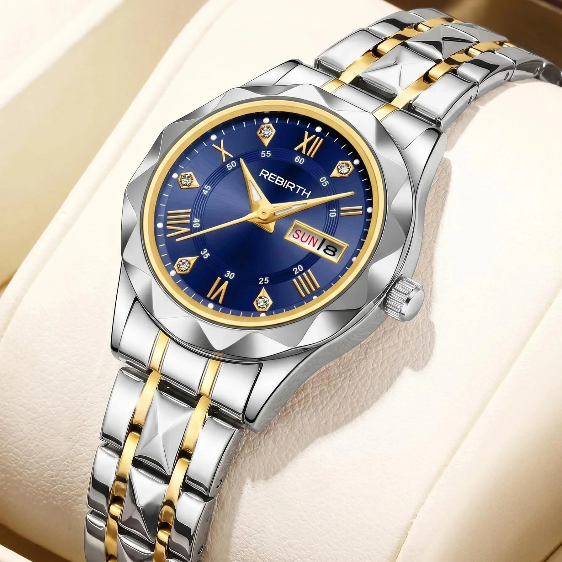 1 Piece of Women's Simple and Stylish Business Quartz Watch with Day and Date Display, Suitable for Daily Wear