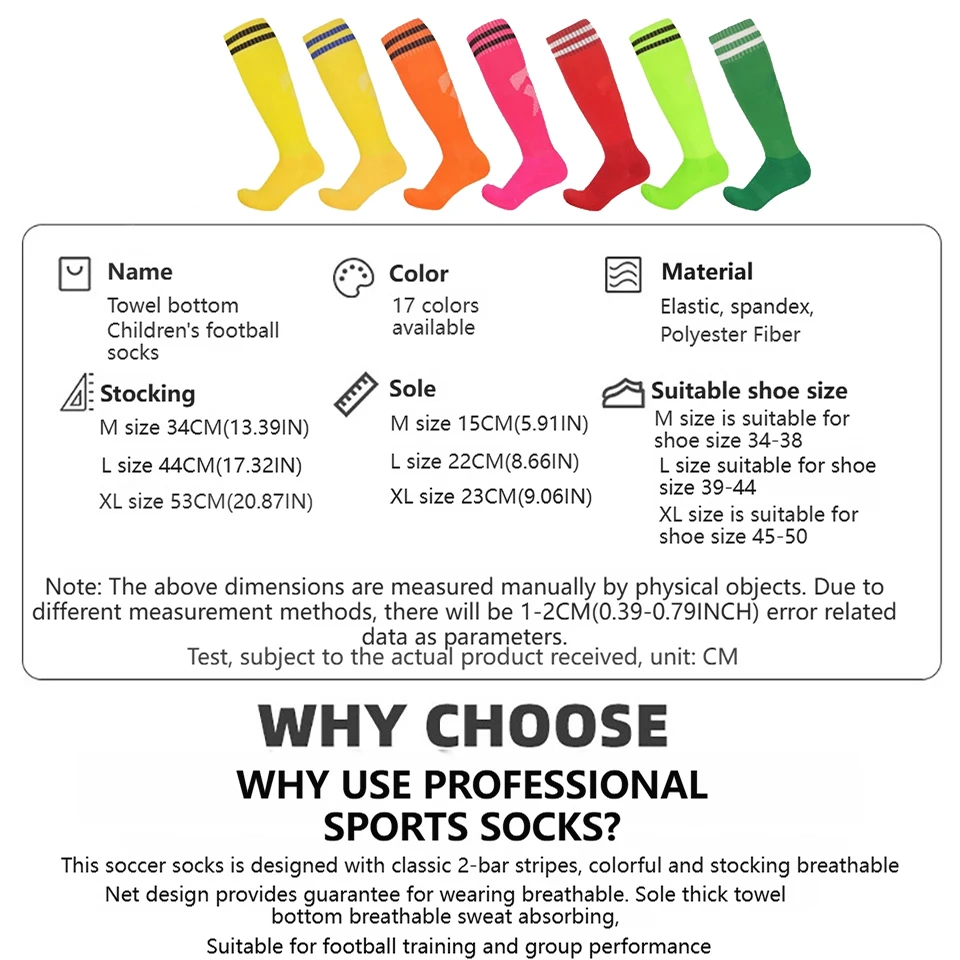 Loogdeel Men Soccer Colors Club Socks Breathable Football Sports Knee High Training Running Long Stocking Towel Bottom Sock