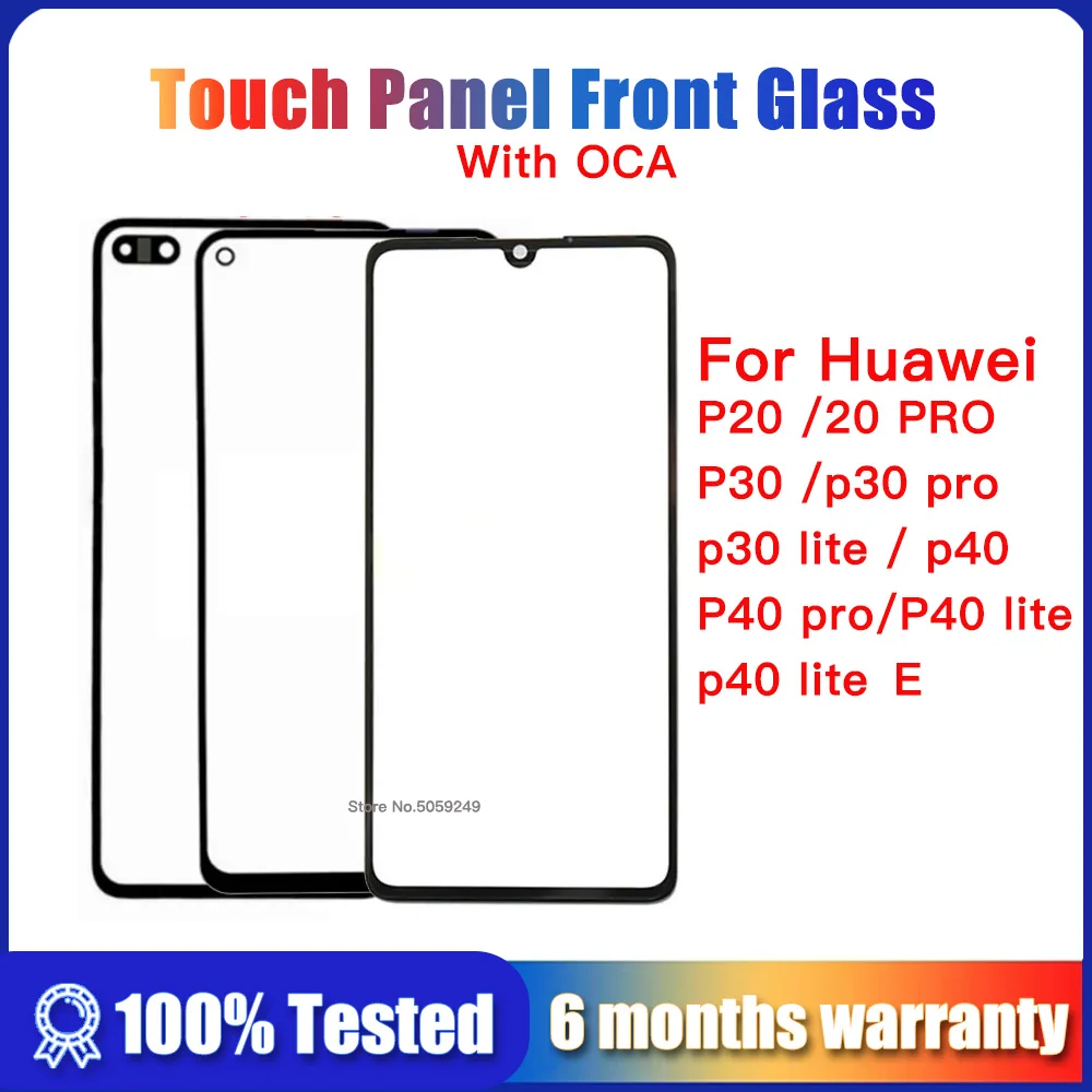 LCD Display Touch Panel Front Glass For Huawei P20 Pro P30 P40 Lite E P30 Pro Touch Screen Digitizer Front Glass Replace + OCA