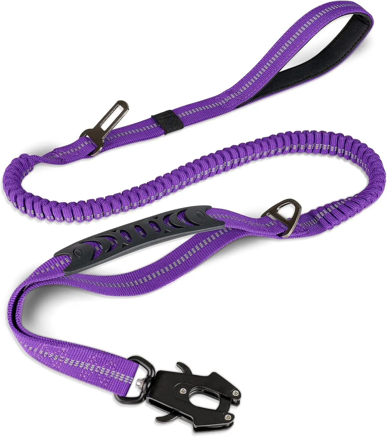 DCLOUD Taktische Hundeleine, robust, 4–6 Fuß, stoßdämpfende Bungee-Leine mit 2 gepolstertem Griff, Metall-Karabiner-Clip, Auto-Sicherheitsgurt, Stron 6