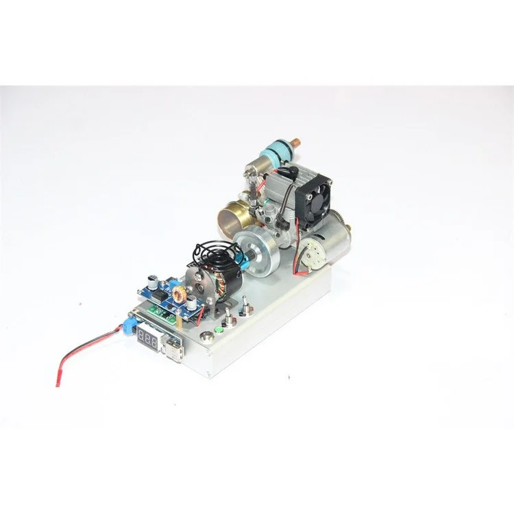 Three-leaf 12-stage methanol engine converted into a generator, mini-sized starter, 12V motor, USB output 5V