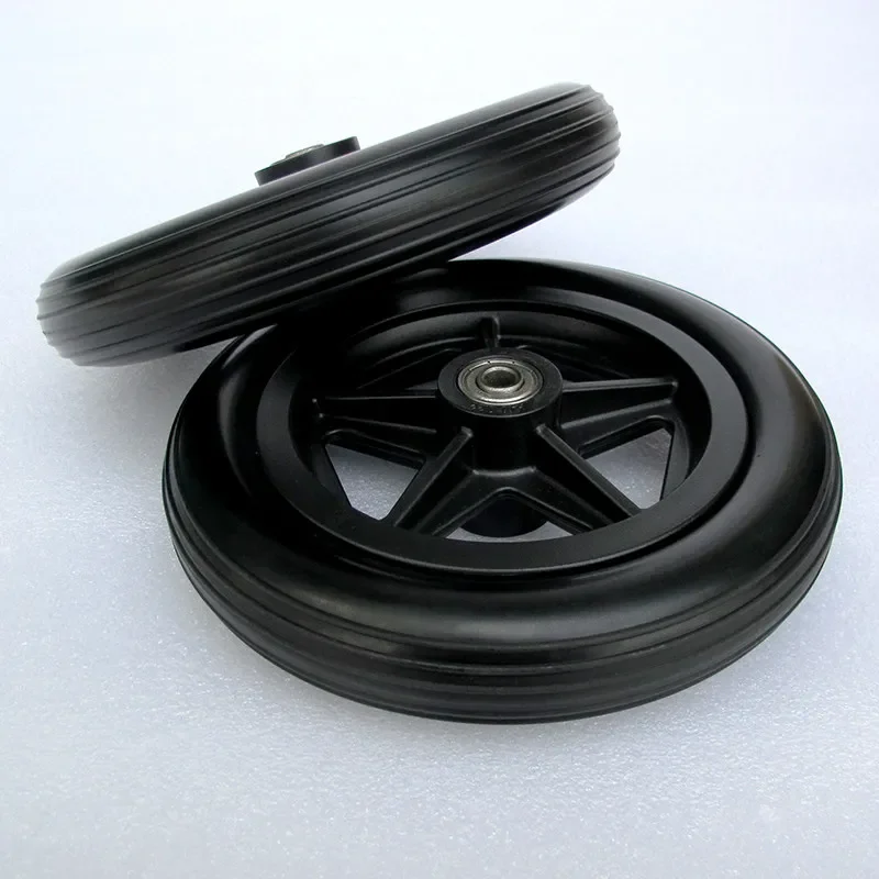 1 Pcs 7-inch PU Elastic Wear-Resistant Front Wheel for Wheelchair Accessory - Durable Mobility Wheel