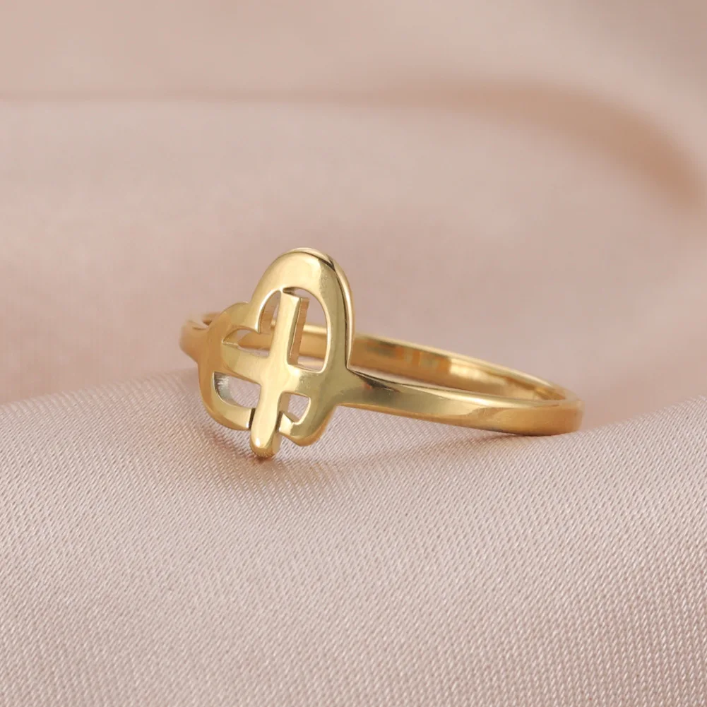 HIPEE Love Heart Cross Women's Ring Stainless Steel Trendy Jesus Cross Finger Rings Fashion Unisex Couple Jewelry Party Gifts