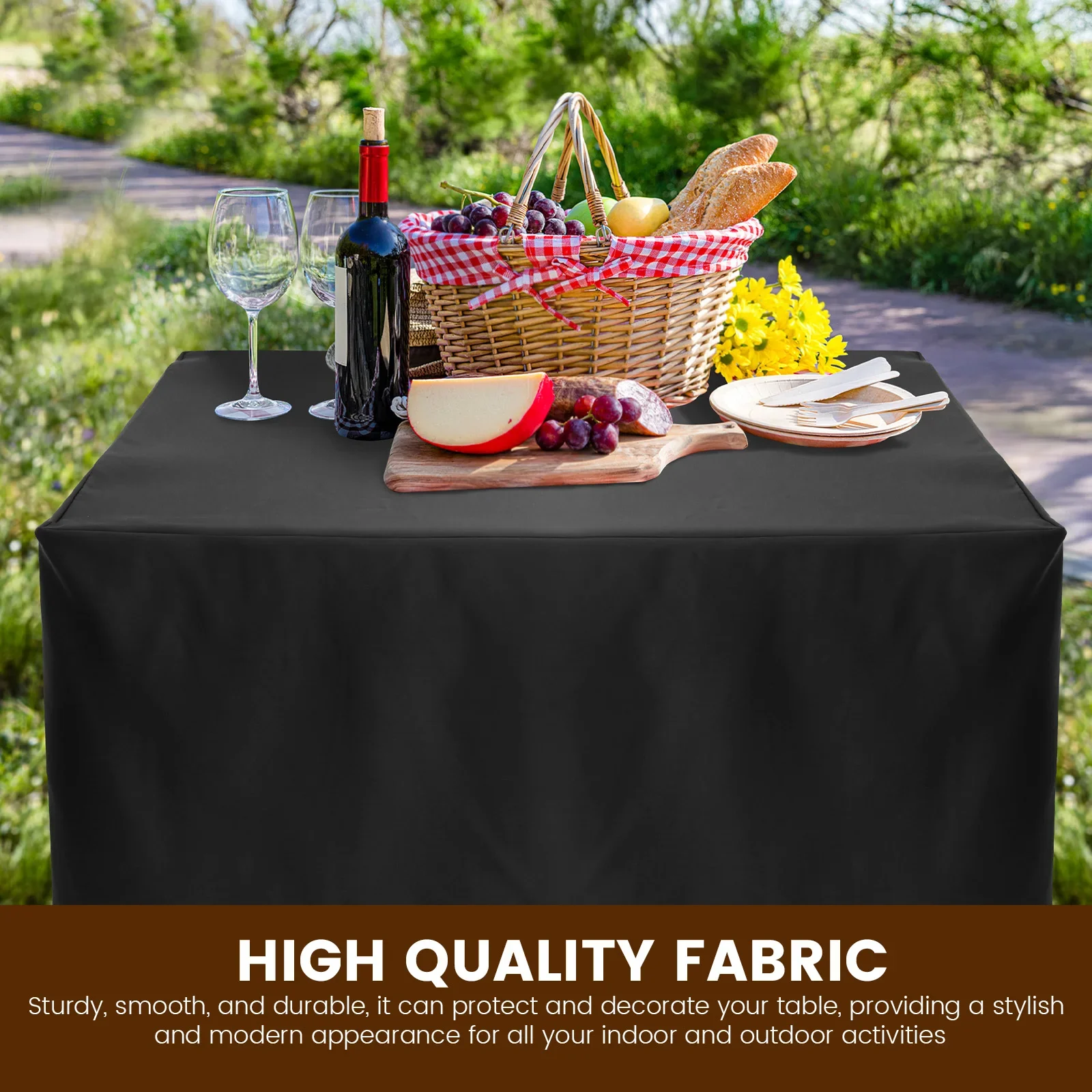 Table Cover Double Satin Open Back Fitted Table Cloth Machine Washable Square Tablecloth Decorative for Party Banquet Exhibition