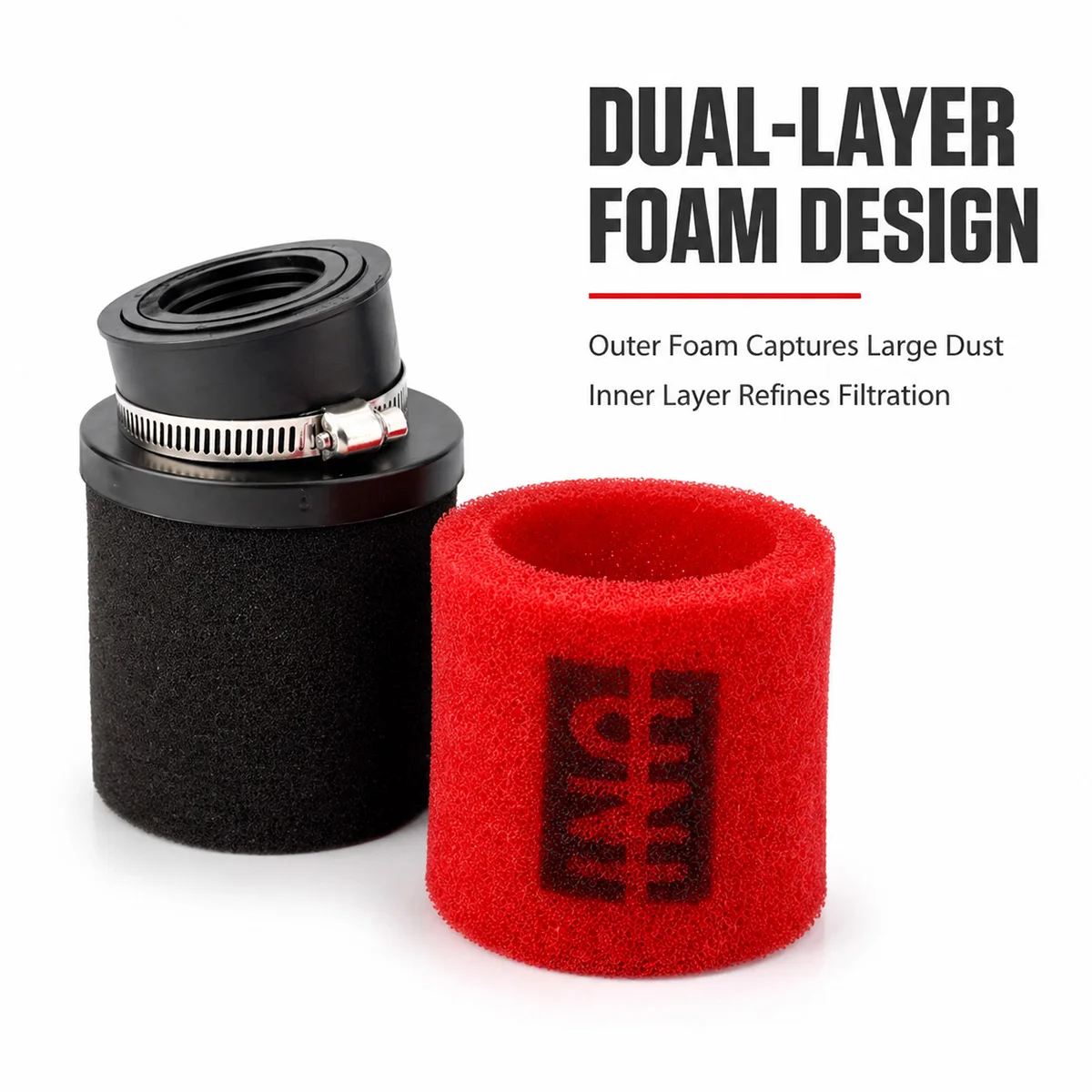 1 Stück hochwertige Universal-Filterkartusche 35 mm 42 mm 48 mm Motorrad-Schaumluftfilter für GY6 50 110 150 200 cc Schwammreiniger Sc – Detail 3