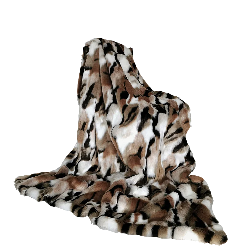 

Faux Fur Blankets For Beds Jacquard Color Mixed Soft Warm Mink Throw Acrylic Long Hair Home Decor Imitated Fox Fur Blankets