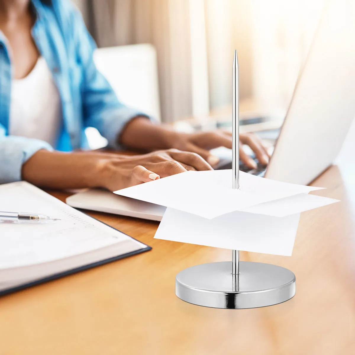 3Pcs Metal Receipt Spindle Holder Heavy-Duty Round Base Thick Rod for Restaurant Kitchen Office Cashier Memo Bill Check Ticket