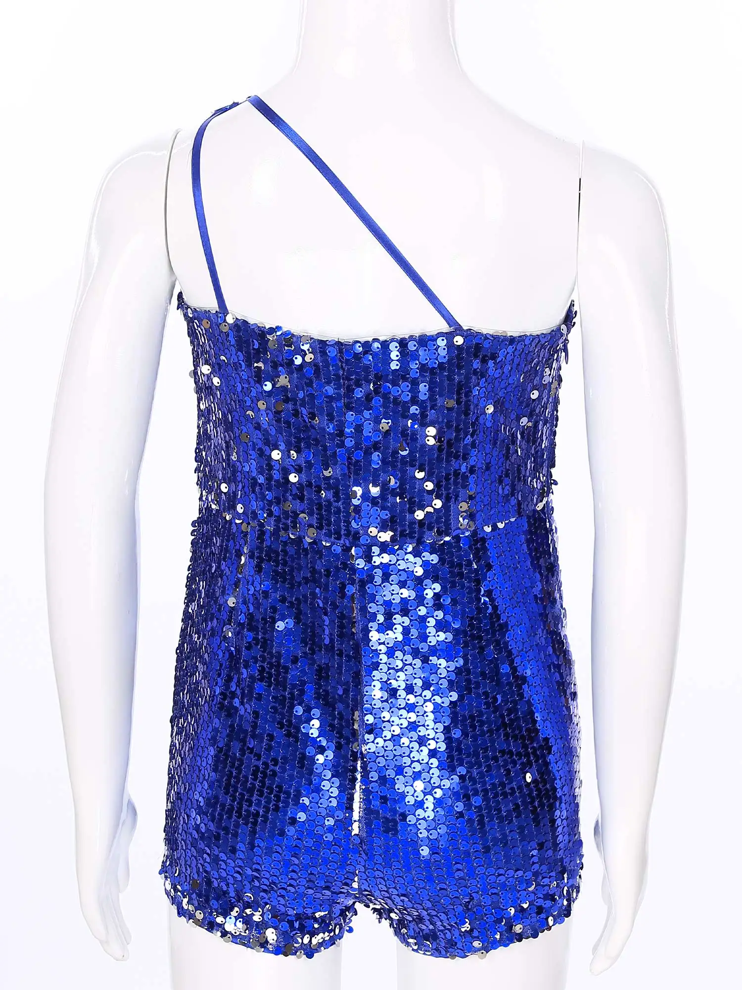 

Kids Girls Gymnastics Dance Jumpsuit Stand Collar Sleeveless Sparkly Sequins Leotard Bodysuit Jazz Ballet Performance Dancewear