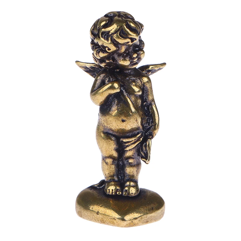 1Pc Retro Copper God Of Love Cupid Statue Small Ornaments Copper Angel Figurines Desktop Decorations Home Decor Accessories