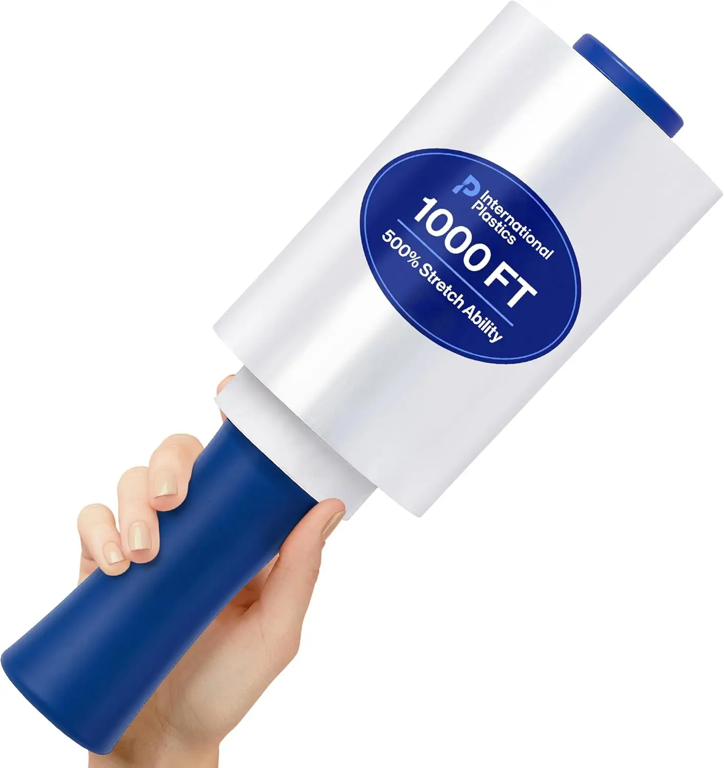 5" Plastic Stretch Film Wrap with Rotating Handle, 1000ft, 500% Stretch