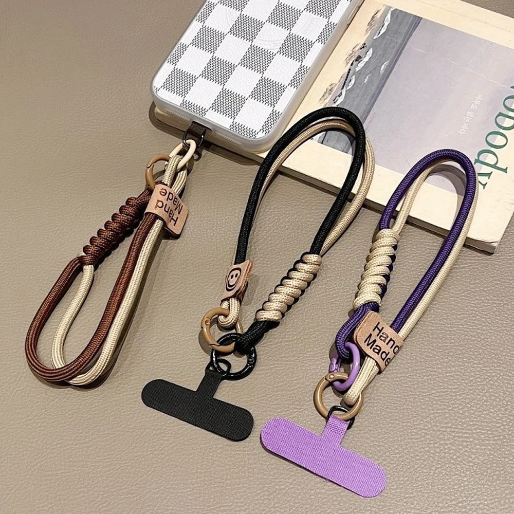Cor misturada anti-perdido telefone pulseira cordão feminino menina multi-funcional corda trançada chaveiro para airpod celular bolsa decoração