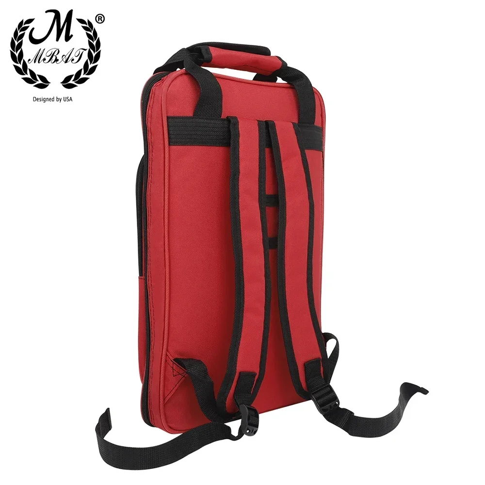 M MBAT Drum Stick Bag Cotton and Thickened Multi Functional Storage Red Shoulder Drum Bag Drumsticks Carrying Case Backpack Bag