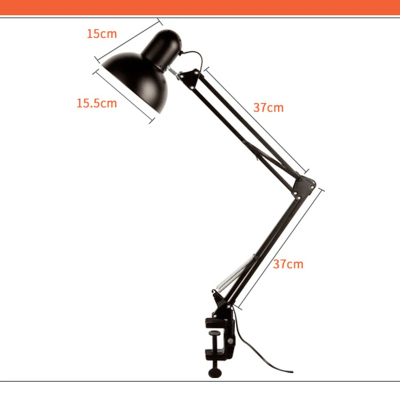 Foldable Desk Lamp Clip on Light Telescopic Eye Protection Retro Bedroom Office Computer Table Lamp Home Decor for E27 Bulb