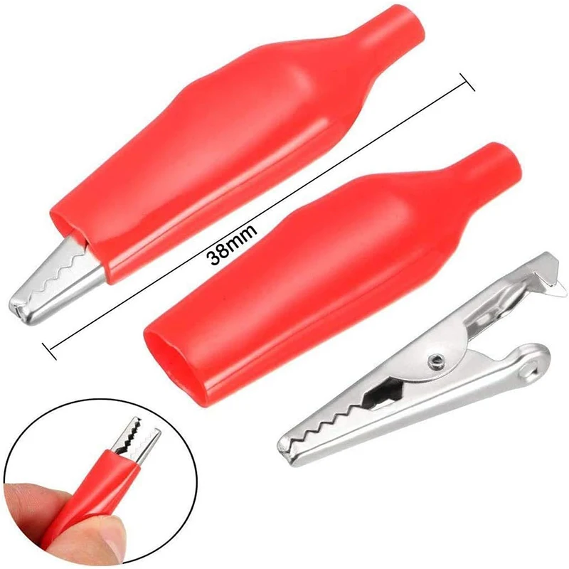 20Pcs 28mm 35mm Alligator Clips Crocodile Electrical Test Clamps Jumper Helper Color Protective Insulation Cover for Laboratory