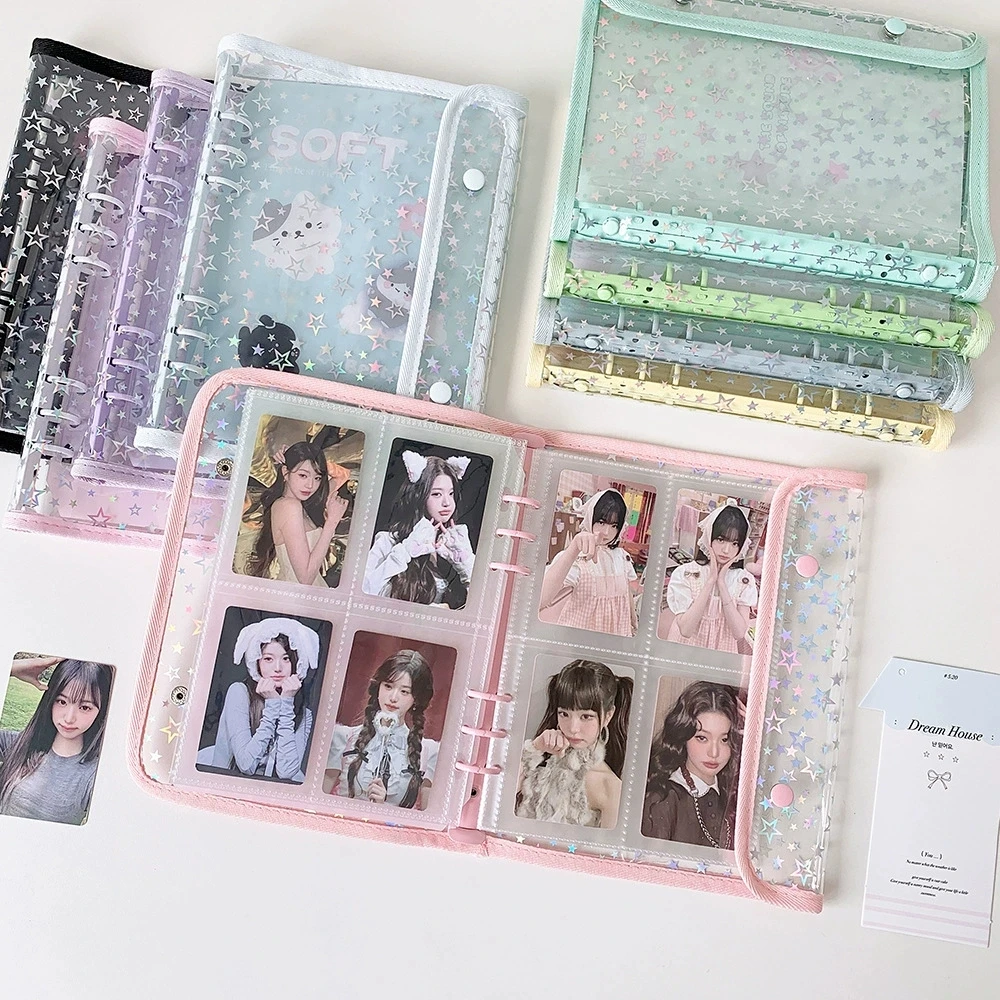 A5 Laser Star Photocard Binder Album Photos Cards Book Colorful Cloth Decor Instax Mini Collect Scrapbooking Scrap Album