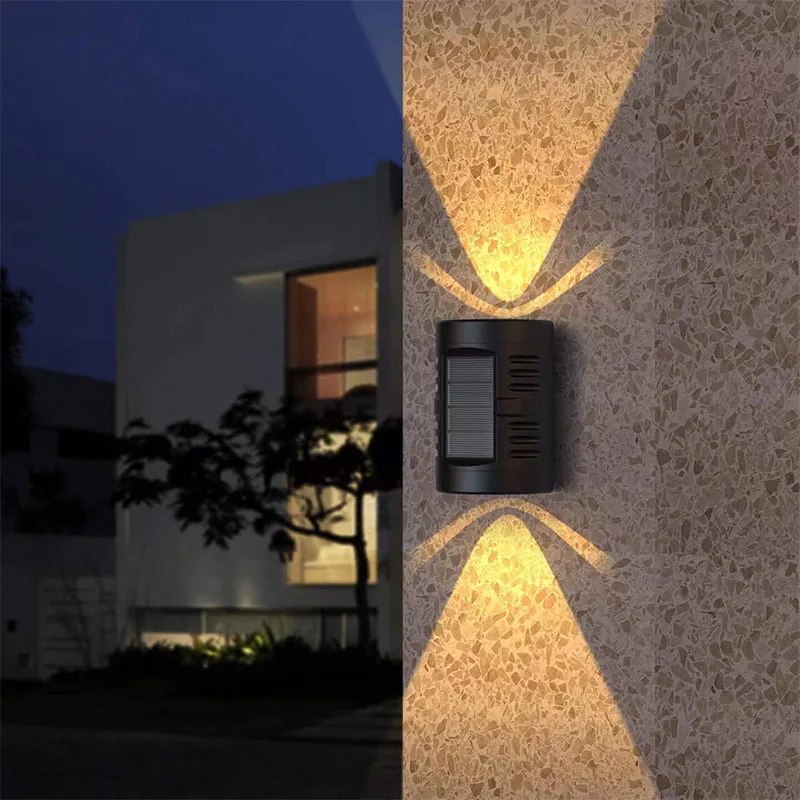 

Patio Solar Powered Outdoor Wall Light Up Down Illumination Waterproof Garden Decoration Lamp Yard Fence Sunlight Powered Lamp